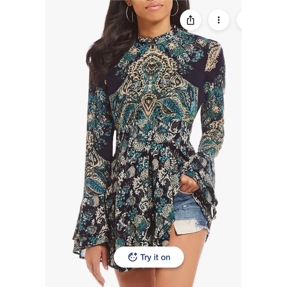 107. Free People Lady Luck Paisley Tunic